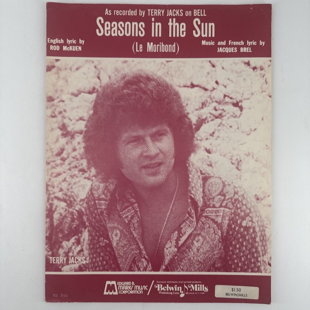 Season In‎ The Sun Sheet Music Terry Jacks Piano Voice 1960s Folk English French